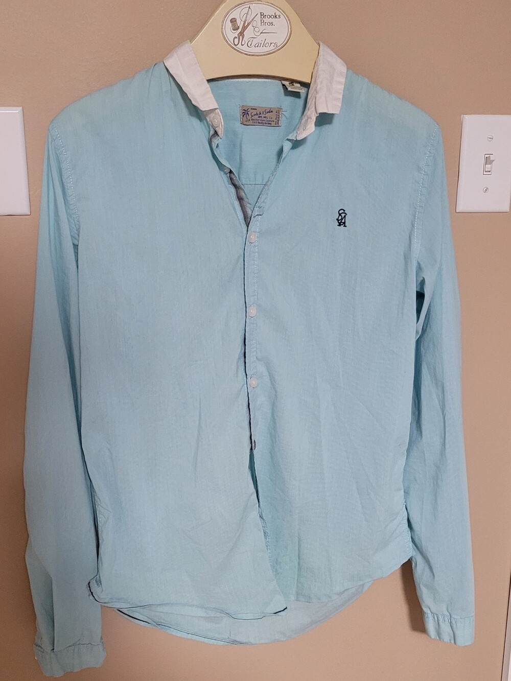 Scotch & Soda Light Blue Button-Up Shirt  with White Collar
